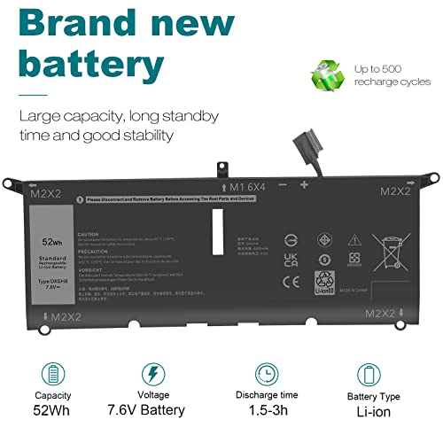DXGH8 0H754V H754V G8VCF G8VCF6C HK6N5 Battery for Dell Inspiron 13 7000 7390 7391 2-in-1 5390 5391 14 7400 7490 Latitude 3301 E3301 XPS 13 9370 9380 2019 Vostro 5390 5391, P113G001 P82G P82G001 - size: 11.18*3.9*0.2inch DXGH8