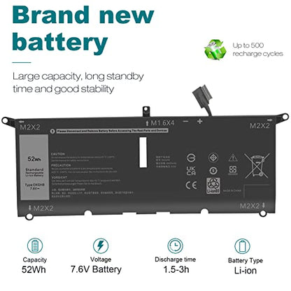 TREE.NB DXGH8 Battery for Dell XPS 13 9370 9380 2019 Inspiron 13 7390 7391 2-in-1 5390 5391 Latitude 3301 E3301 Vostro 5390 5391 Series 0H754V H754V G8VCF P82G HK6N5 7.6V/52Wh - size: DXGH8