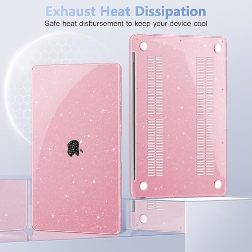 May Chen Compatible with MacBook Air 13 inch Case 2021 2020 2019 2018 Release Models: M1 A2337 A2179 A1932, Plastic Hard Shell Case for Mac Air 13 inch with Retina Fits Touch ID, Pink Glitter - color: Pink Glitter