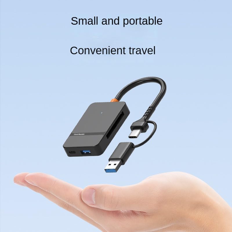 High-Speed 8-in-1 USB 3.0/USB-C OTG Card Reader - 104MB/s CF/SD/TF/MS Adapter with Dual Ports & LED | Mac/PC/Android