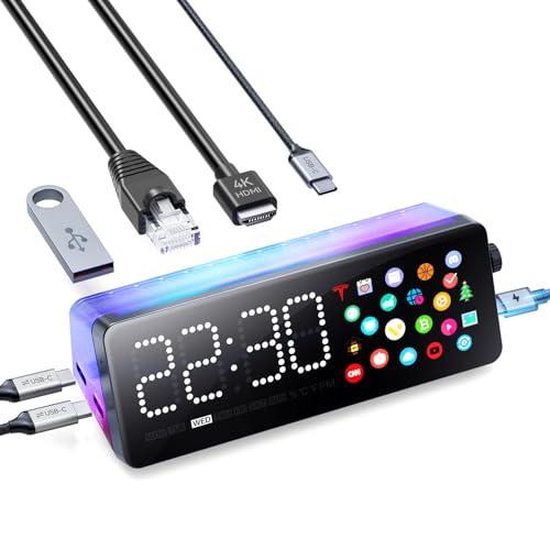 Laptop Docking Station, 7-in-1 USB C Docking Station with Screen, Multiple Built-in Apps, USB C Dock with HDMI 4K@60Hz, 90W Max Power Delivery, 1 Gbps Ethernet, Multiport Adapter for Dell/HP/MacBook - color: black