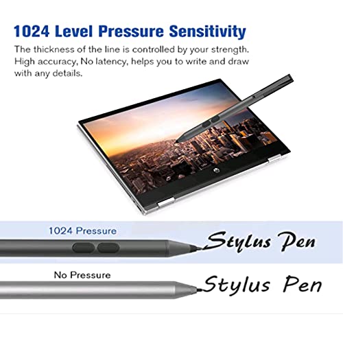 Stylus Pen for HP Omnibook/Envy/Spectre/Pavilion x360, 1024 Pressure | MPP 1.51 Stylus Pen with Palm Rejection, 2500H Battery Digital Pen with Eraser for Drawing/Note-Taking, AAAA Battery Included - color: black