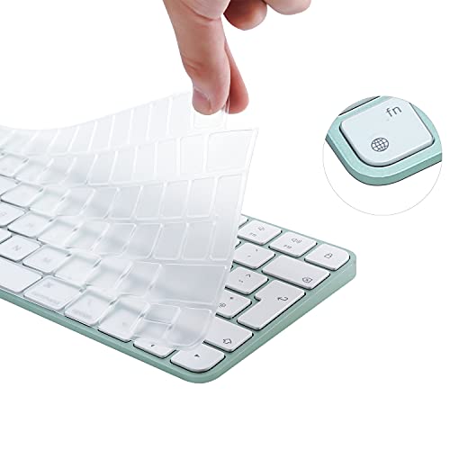 Keyboard Cover for New M4 iMac Magic Keyboard(Europe Layout, 7 Shape Enter Key) Model A3118/A2449, Touch ID Version w/o Numeric Key - Ultra Thin, Protective and Clear Protector Skin - color: A3118/A2449 (7 Shape Enter Key EU Layout)