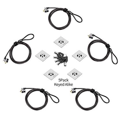 5Pack Laptop Cable Lock Hardware Security Cable Lock Anti Theft 5Keys 6.7Ft Compatible for Laptops, Tablet,Out Door TV& Other Devices Longer Cable (keyed Alike) - color: Black keyed alike