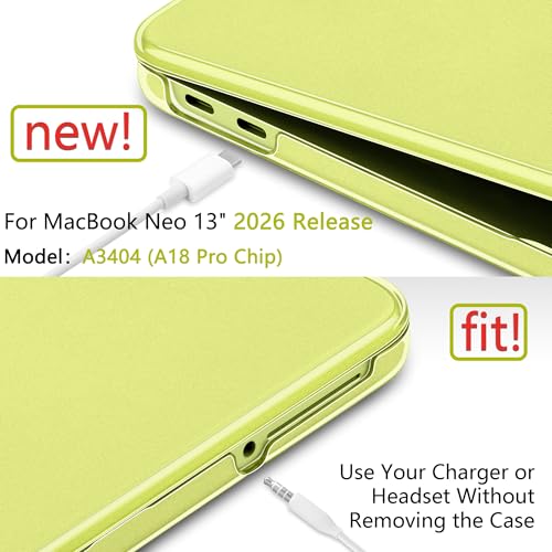 Matte Frosted Compatible with MacBook Neo 13 Inch 2026 (Model A3404 | A18 Pro Chip) | Anti-Crack & Scratch & Fingerprint | 100% Match Official Color Citrus - color: Matte Citrus Clear