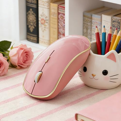 JOYACCESS Wireless Mouse for Laptop - Ultra Thin, Silent, 2400 DPI Portable Optical Mouse for Computer, MacBook, Windows, Chromebook, PC - Pink - color: Pink