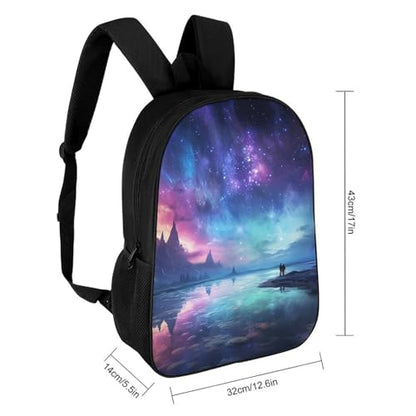 17-Inch Laptop Backpack Water-Resistant Northern Lights Daypack with Shoulder Strap Lightweight Casual Rucksack for Travel Commuter Hiking Outdoor Activities 20l Black