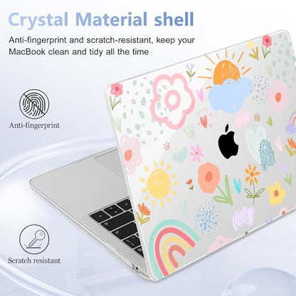 May Chen Compatible with MacBook Air 13 inch Case 2022 2021, 2020-2018 Release Model: M1 A2337 A2179 A1932, Plastic Hard Shell Case Cover for Mabook Air 13 inch with Retina Dispaly, Rainbows Flowers - color: Rainbows flowers
