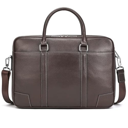 Leather Laptop Bag for Men Briefcase Fits 15.6 Inch Notebook Portable Shoulder Messenger Crossbody Bag for Travel Office - color: 824-coffee