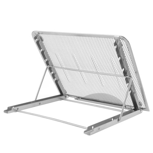SHINEOFI Adjustable Laptop Stand with 6-Angle Folding Steel Bracket Portable Notebook Support Holder for Travel and Home Use Silver Gray