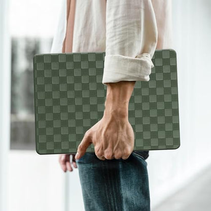 Checkered Print for MacBook Pro 13 inch Case M2 2026-2016 A2338 M1 A2251 A2289 A2159 A1989 A1708 A1706,Checkered Textured Cream Leather Hardshell Case&Keyboard Cover,Checkereboard Emerald Green - color: Checkerboard Emerald Green, size: 2016-2026 Macbook