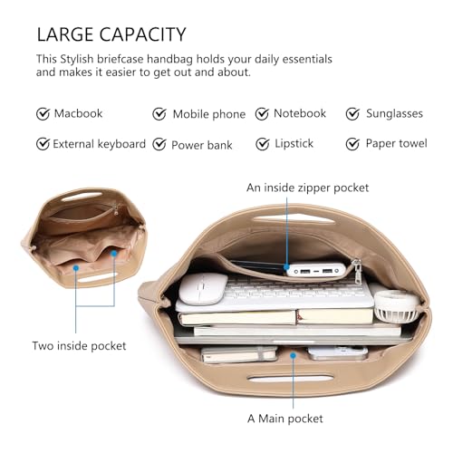 Official Document Computer Bag Stylishly Sleek with Multiple Compartments and Easy to Carry Design - color: Sandy/Pu