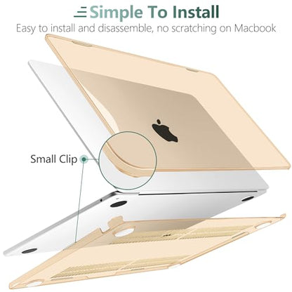TWOLSKOO Compatible with MacBook Air 13 inch Case M5 2026 M4 M3 M2 2025-2022 A3449 A3240 A3113 A2681, Plastic Hard Shell & Keyboard Cover & Screen Film for MacBook Air 13.6 inch, Crystal Peach Fuzz - color: Crystal Peach Fuzz