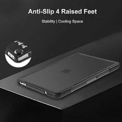 MOSISO Compatible with MacBook Neo Case 13 inch 2026 A3404 A18 Pro Chip | Anti-Crack Cover Protective Hard Shell Case with Shock-Absorbing TPU Bumper, Black - color: Black