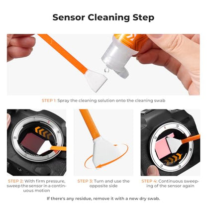 K&F CONCEPT 25 in 1 Camera Pro Cleaning Kit, APS-C Lens and Sensor Cleaner | 16mm Vac-Sealed Swabs,Lens Pen,60 and 20ML Lens Cleaner,Cloth,Blower,Hard Case, for Canon Nikon Sony DSLR Mirrorless,MK03 - size: 16mm