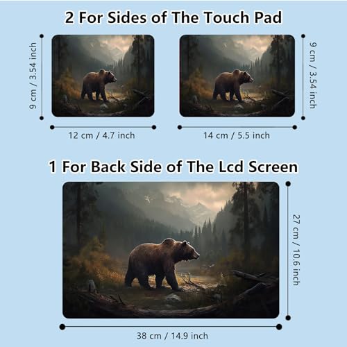 Universal Laptop Skin Sticker with 2 Wrist Pad Skins, Waterproof Scratch Resistant Vinyl Laptop Cover Decal, Cut to Fit for 11–15.6 Inch MacBook HP Dell Lenovo, Brown Bear - color: Brown Bear