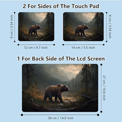 Universal Laptop Skin Sticker with 2 Wrist Pad Skins, Waterproof Scratch Resistant Vinyl Laptop Cover Decal, Cut to Fit for 11–15.6 Inch MacBook HP Dell Lenovo, Brown Bear - color: Brown Bear