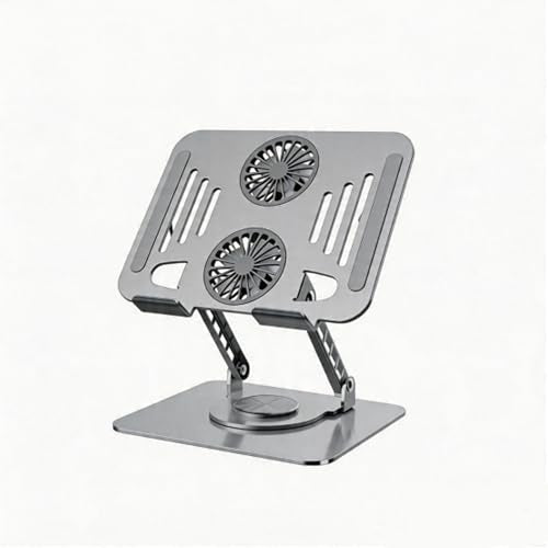 Laptop Stand for Desk,Laptop Cooling Stand,Portable Computer Desk | Adjustable Height,with Fan,360 Rotating Base,Metal Foldable,Fits with 10-17" Notebook