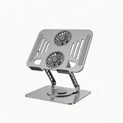 Laptop Stand for Desk,Laptop Cooling Stand,Portable Computer Desk | Adjustable Height,with Fan,360 Rotating Base,Metal Foldable,Fits with 10-17" Notebook