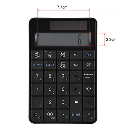MC-56AG 2 in 1 Numeric Keypad & Calculator, 29 Keys Mini 2.4G USB Calculator with LCD Display, Switch by Pressing PCCal, Ideal for Office, Black