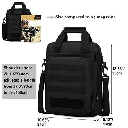 CamGo 12" Laptop Messenger Bag for Men Vertical Tactical Crossbody Shoulder Bag Small Computer Briefcase Molle Handbags - color: Black