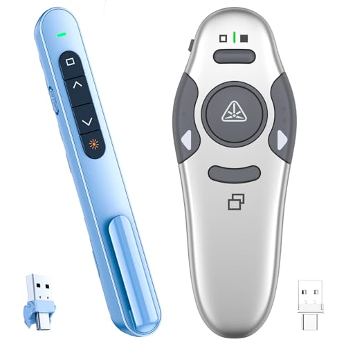 QUI Presenter Clicker USB A&C Bundle | Bk600 Slim-Shaped Blue & BQ100 Remote-Shaped Silver
