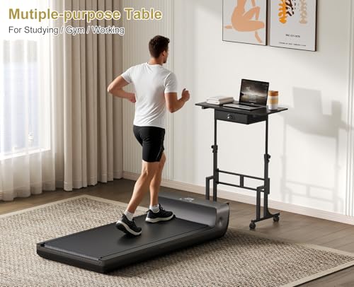 Adjustable Height Standing Desk With Drawer, Rolling Sit Stand Up Desk With Wheels, Small Sit To Stand Computer Desk, Adjustable Desktop Height, On Wheels, Black, For Walking Pad Laptop Treadmill - color: Black