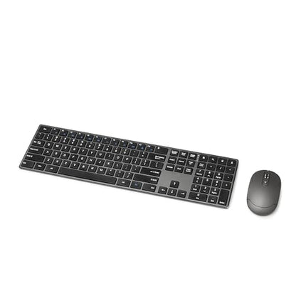 Amazon Basics Ultra Premium Wireless Keyboard and Mouse Combo, Rechargeable, Full-Size with Number Pad, Sleek Design, Plug and Play, Quiet Typing, 2.4GHz USB Receiver, Black - size: QWERTY