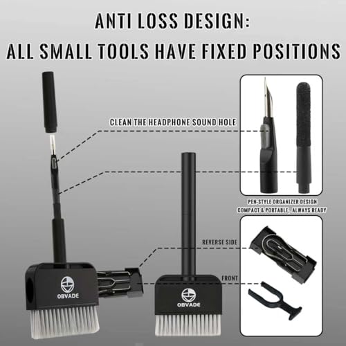 Keyboard Cleaner & Laptop Cleaning Kit - 9-in-1 Electronics Cleaning Brush Set with Keycap Puller, Screen Cleaner, Earbud Cleaner Pen for Computer, PC Monitor, MacBook, Phone, Airpods (White) - color: White