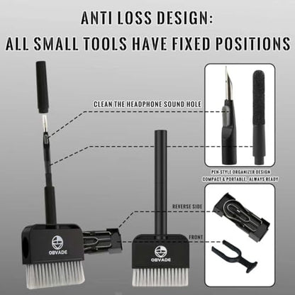 Keyboard Cleaner & Laptop Cleaning Kit - 9-in-1 Electronics Cleaning Brush Set with Keycap Puller, Screen Cleaner, Earbud Cleaner Pen for Computer, PC Monitor, MacBook, Phone, Airpods (White) - color: White