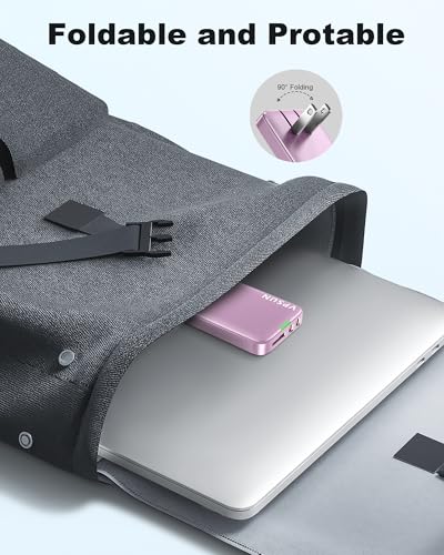 65W GaN USB C Wall Charger Block,3 Port Ultra Thin Flat USB-C Charging Plug,Foldable USB Power Adapter for MacBook,iPhone 15/16,Samsung (Pink) - color: Pink