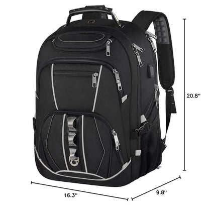 18.4 inch Gaming Laptop Backpacks,Big Capacity TSA Friendly RFID Anti Theft Pocket College Heavy Duty Computer Work bag for Men - color: Grey