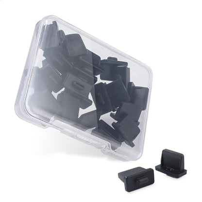 Cable Matters 20-Pack USB Port Covers, USB Dust Plug, Black | USB-A Anti-Dust Covers, USB Port Protector Plugs - style: USB-A