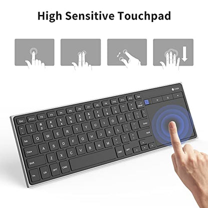 CZUR Rechargeable Bluetooth Keyboard with Touchpad, Portable Computer Keyboard with Trackpad, Wireless Ultra Slim Keyboard for PC/Laptop/Tablet/Phone, for Windows/Android/Mac/iOS