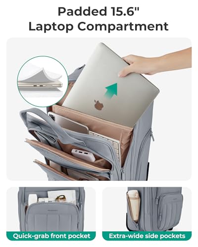 BAGSMART Small Underseat Carry on Luggage with Wheels, 16 inch Small Under Seat Luggage, Lightweight Travel Suitcase for Women, Dark Gray - color: Grey