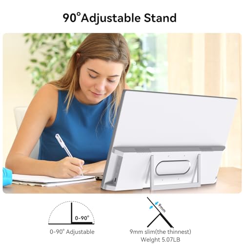 Prechen 21.5 Inch Portable Touchscreen Monitor, 1080P Computer Touch Screen w/VESA Stand Touch PC Display, 75Hz, Multi-Touch Monitor, DC HDMI & USBC for Phones PC Phone Business,White