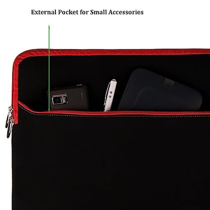 Sleek Stylish 15 inch Laptop Sleeve Bag with Front Accessory Pocket, Water Resistant Sleeve Bag Portable Cover for MacBook, HP, Lenovo, Dell, ASUS Laptops