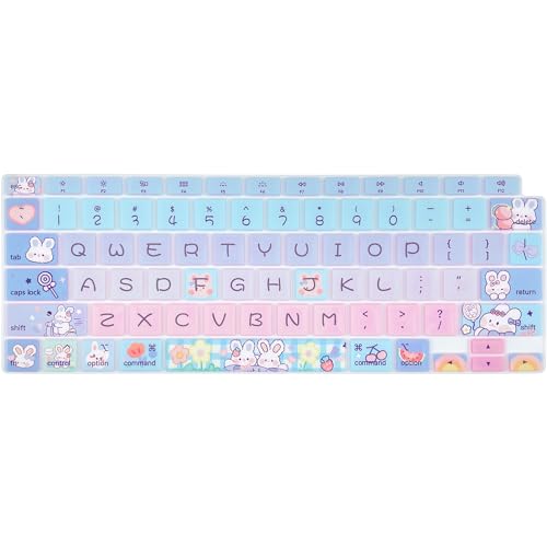 Silicone Keyboard Cover for MacBook Air 13 inch 2021 2020 Model A2179 A2337 M1 Chip, Cute Bunny - color: Cute Bunny