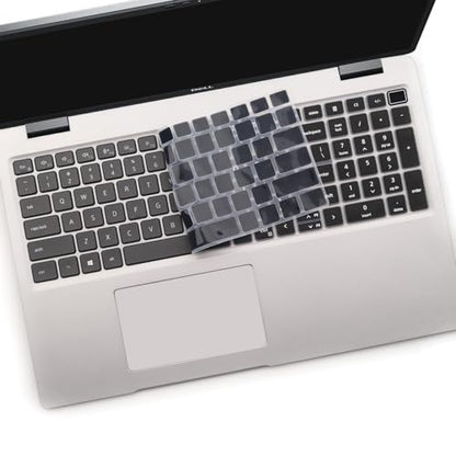 2 PCS Keyboard Cover for 15.6 Inch Dell Latitude 3540 3550 5520 5521 5530 5531 5540 5550, 15.6 Inch Dell Precision 3560 3561 3570 3571 3580 3581 3590 3591 US Laptop Keyboard(Black+Clear) - color: Black+Clear