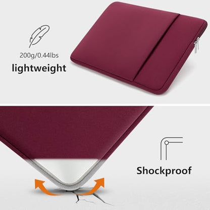 14 Inch Laptop Sleeve Shockproof Padded Carrying Case Computer Protective Cover Bag with Pocket Compatible with 14 Inch Acer ASUS HP Dell Chromebook Thinkpad Notebook, Red - color: Red, size: 14"
