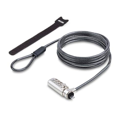 StarTech Slim Lock, 5ft (1.5m) Locking Cable, TAA | Noble Wedge Slot Compatible, Desk Anti-Theft Security For Laptop/Notebook, SNBLC4D-LAPTOP-LOCK - size: K-Slot/T-Bar, style: Resettable Combination