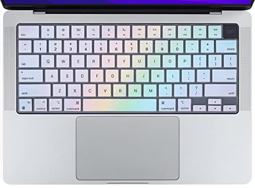 CaseBuy Keyboard Cover for 2026-2023 MacBook Air 15 & 13.6 M5 M4 M3 M2 A3448 A3241 A3114 A2941 A3449 A2681 A3113 A3240, 2026-2021 MacBook Pro 14 & 16 M5-M1 Pro/Max A3426 A3427 A3428 A3429(Touch ID) - color: Rainbow, size: MacBook Pro 14/16 Inch
