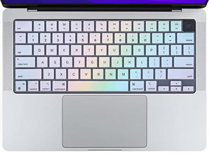 CaseBuy Keyboard Cover for 2026-2023 MacBook Air 15 & 13.6 M5 M4 M3 M2 A3448 A3241 A3114 A2941 A3449 A2681 A3113 A3240, 2026-2021 MacBook Pro 14 & 16 M5-M1 Pro/Max A3426 A3427 A3428 A3429(Touch ID) - color: Rainbow, size: MacBook Pro 14/16 Inch