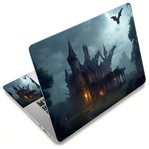 Laptop Skin Sticker Decal, Universal Reusable Vinyl Laptop Cover for 12" 13" 13.3" 14" 15" 15.4" 15.6" Notebook PC, Waterproof Scratch-Resistant with 2 Wrist Pads, Easy to Apply & Remove,Castle Bat - color: Castle Bat