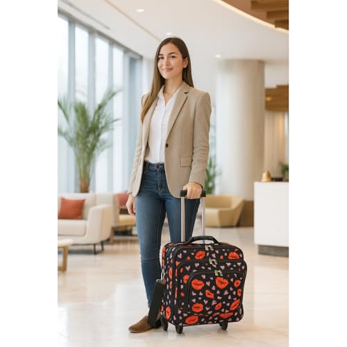 World Traveler Rolling 17-Inch Laptop Briefcase Computer Case - Lips and Hearts - color: Lips and Hearts
