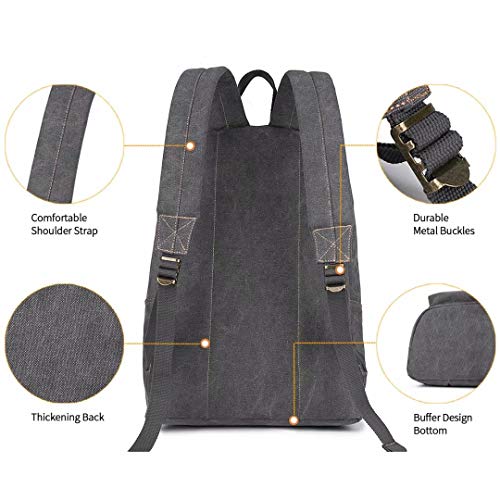 Canvas Laptop Backpack, Durable Rucksack, Travel Bag Fits 15.6 Inch Notebook for Men Women Factory Directly（Gray） - color: Gray