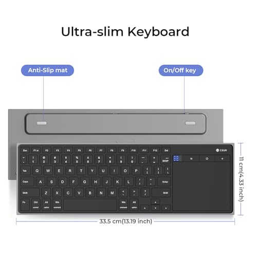 CZUR Portable Computer Keyboard with Trackpad, Rechargeable Bluetooth Keyboard with Touchpad, Wireless Ultra Slim Keyboard for PC/Laptop/Tablet/Phone, for Windows/Android