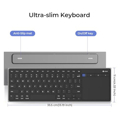 CZUR Portable Computer Keyboard with Trackpad, Rechargeable Bluetooth Keyboard with Touchpad, Wireless Ultra Slim Keyboard for PC/Laptop/Tablet/Phone, for Windows/Android