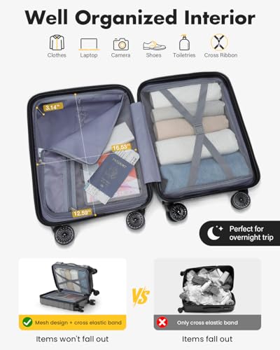Lekesky 18 Inch Expandable Carry On Luggage Airline Approved, Grey | Durable ABS, Small Underseat Carry-on Luggage with TSA Lock Spinner Wheels, Personal Item Luggage Removable Wheels for Travel - color: C-Grey, size: 18 Inch