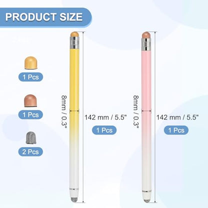 PATIKIL 2 Pcs Stylus Pens for Touch Screens, 2 in 1 High Sensitivity Universal Pen Capacitive Stylus for Phone Tablets Laptop Touch Screen Devices, Yellow Pink - color: Yellow Pink